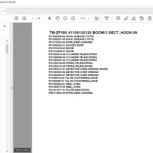 Tadano Crane TM-ZF580 41109120120 BOOM/3 SECT.,HOOK-IN Parts Manual  PDF