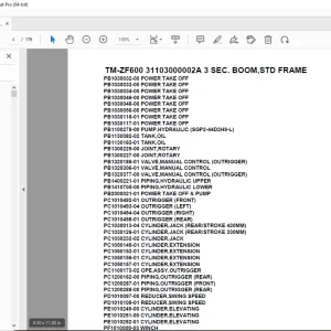 Tadano Crane TM-ZF600 31103000002A 3 SEC.BOOM,STD FRAME Parts Manual PDF