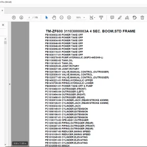 Tadano Crane TM-ZF600 31103000003A 4 SEC. BOOM,STD FRAME Parts Manual PDF