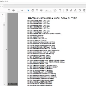 Tadano Crane TM-ZF600 31103000022A 3 SEC.BOOM,SL TYPE Parts Manual PDF