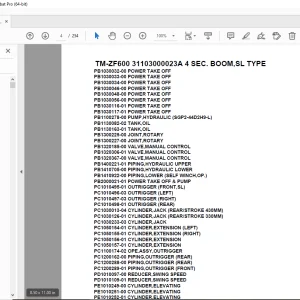 Tadano Crane TM-ZF600 31103000023A 4 SEC. BOOM,SL TYPE Parts Manual PDF