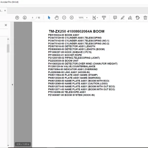 Tadano Crane TM-ZX250 41008602064A BOOM Parts Manual - PDF DOWNLOAD