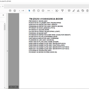 Tadano Crane TM-ZX250 41048402063A BOOM Parts Manual PDF DOWNLOAD