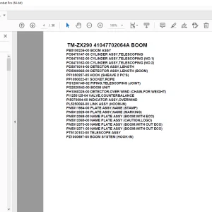 Tadano Crane TM-ZX290 41047702064A BOOM Parts Manual - PDF DOWNLOAD