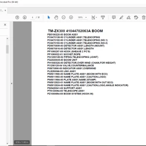 Tadano Crane TM-ZX300 41044702063A BOOM Parts Manual - PDF DOWNLOAD