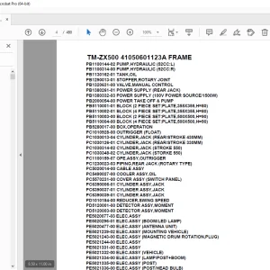 Tadano Crane TM-ZX500 41050601123A FRAME Parts Manual - PDF DOWNLOAD