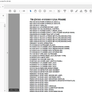 Tadano Crane TM-ZX500 41050601125A FRAME Parts Manual - PDF DOWNLOAD