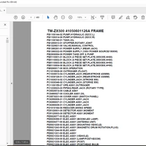 Tadano Crane TM-ZX500 41050601126A FRAME Parts Manual - PDF DOWNLOAD