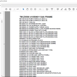Tadano Crane TM-ZX500 41050601134A FRAME Spare Parts Manual PDF Download