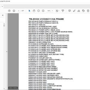 Tadano Crane TM-ZX500 41050601135A FRAME Parts Manual - PDF DOWNLOAD