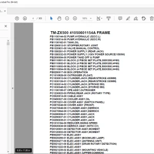 Tadano Crane TM-ZX500 41050601154A FRAME Parts Manual - PDF DOWNLOAD