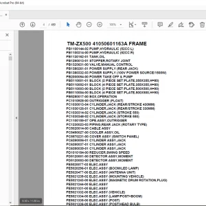 Tadano Crane TM-ZX500 41050601163A FRAME Parts Manual - PDF DOWNLOAD