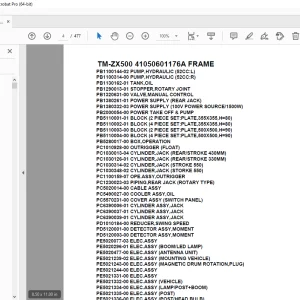 Tadano Crane TM-ZX500 41050601176A FRAME Spare Parts Manual PDF Download