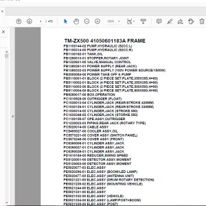 Tadano Crane TM-ZX500 41050601183A FRAME Parts Manual - PDF DOWNLOAD