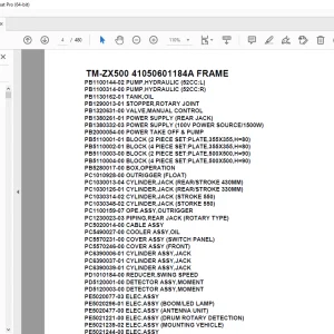 Tadano Crane TM-ZX500 41050601184A FRAME Parts Manual - PDF DOWNLOAD