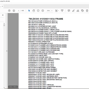 Tadano Crane TM-ZX500 41050601185A FRAME Parts Manual - PDF DOWNLOAD