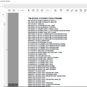 Tadano Crane TM-ZX500 41050601195A FRAME Spare Parts Manual PDF Download