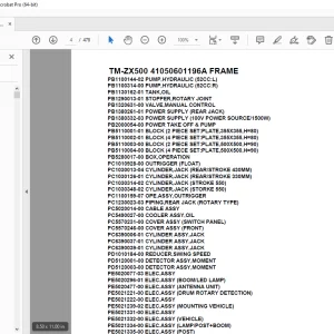 Parts Book for Tadano Crane TM-ZX500 41050601196A FRAME PDF Download