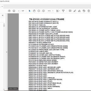 Tadano Crane TM-ZX500 41050601224A FRAME Parts Manual - PDF DOWNLOAD