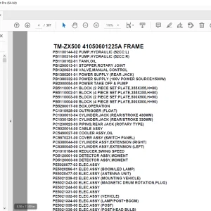 Tadano Crane TM-ZX500 41050601225A FRAME Parts List Manual PDF Download