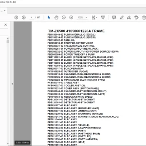 Tadano Crane TM-ZX500 41050601226A FRAME Parts Manual - PDF DOWNLOAD