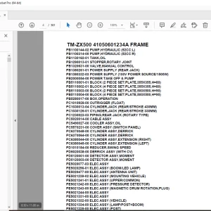 Tadano Crane TM-ZX500 41050601234A FRAME Parts Manual - PDF DOWNLOAD