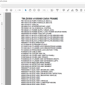 Parts Manual for Tadano Crane TM-ZX500 41050601245A FRAME PDF Download