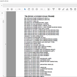 Tadano Crane TM-ZX500 41050601254A FRAME Parts Manual - PDF DOWNLOAD