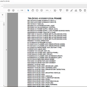 Tadano Crane TM-ZX500 41050601255A FRAME Parts Manual - PDF DOWNLOAD