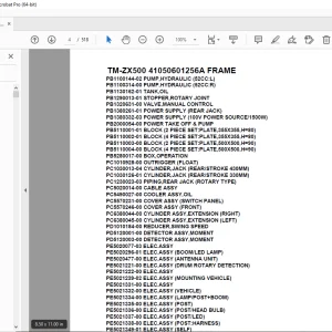 Tadano Crane TM-ZX500 41050601256A FRAME Spare Parts Manual PDF Download