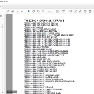 Parts Book for Tadano Crane TM-ZX500 41050601263A FRAME PDF Download