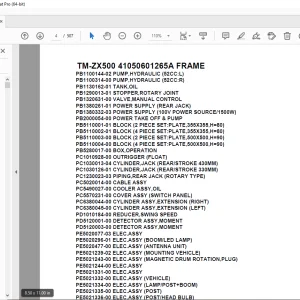 Tadano Crane TM-ZX500 41050601265A FRAME Parts List Manual PDF Download
