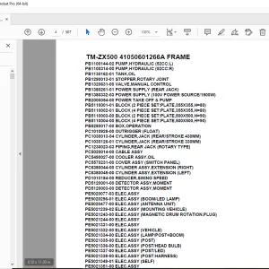 Download Tadano Crane TM-ZX500 41050601266A FRAME Parts Manual PDF
