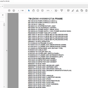 Tadano Crane TM-ZX500 41050601273A FRAME Parts Manual - PDF DOWNLOAD
