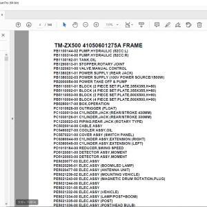 Tadano Crane TM-ZX500 41050601275A FRAME Spare Parts Manual PDF Download