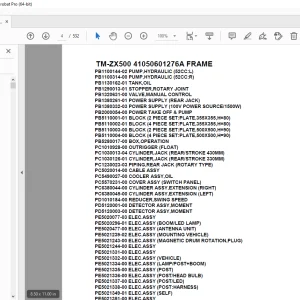 Tadano Crane TM-ZX500 41050601276A FRAME Parts Manual - PDF DOWNLOAD