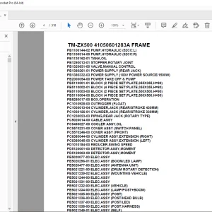 Tadano Crane TM-ZX500 41050601283A FRAME Spare Parts Manual PDF Download