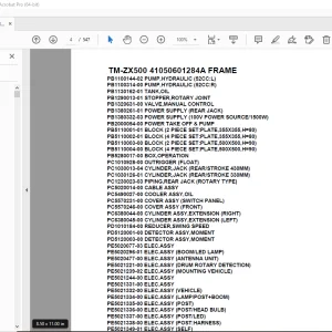 Tadano TM-ZX500 Crane 41050601284A FRAME Parts Book PDF Download