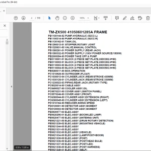 Tadano Crane TM-ZX500 41050601285A FRAME Parts Manual - PDF DOWNLOAD