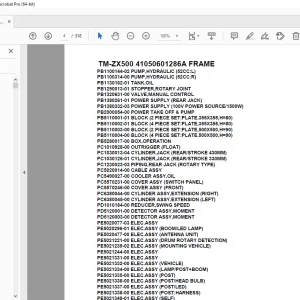 Tadano Crane TM-ZX500 41050601286A FRAME Parts Manual - PDF DOWNLOAD
