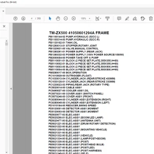 Tadano Crane TM-ZX500 41050601294A FRAME Parts Manual - PDF DOWNLOAD
