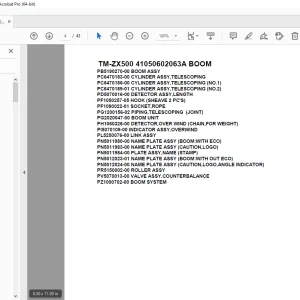 Tadano TM-ZX500 Crane 41050602063A BOOM Parts List Manual PDF