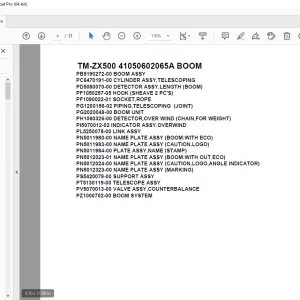 Tadano TM-ZX500 Crane 41050602065A BOOM Spare Parts Manual PDF