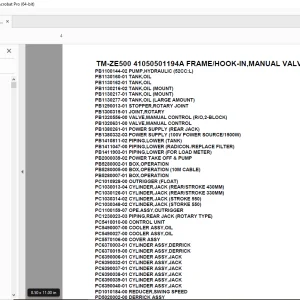Tadano TM-ZE500 41050501194A FRAME/HOOK-IN,MANUAL VALVE Parts Manual PDF