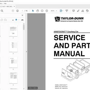 Taylor-Dunn Aristocrat Courtesy Car Service & Parts Manual PDF