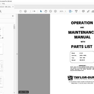 Taylor-Dunn B 2-55 Operation & Maintenance With Parts Manual S.NO 54834 - 59050 PDF