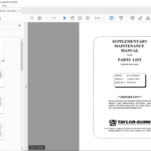 Taylor-Dunn B 6-10(Kohler)Supplementary Maintenance Manual Parts Manual PDF