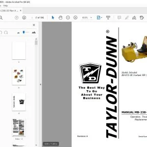 Taylor-Dunn B0-012-38 3-Wheel RR Special Operation Troubleshooting & Replacement Parts Manual PDF