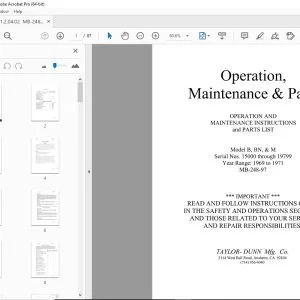 Taylor-Dunn B,BN,M Operation & Maintenance Instructions PDF