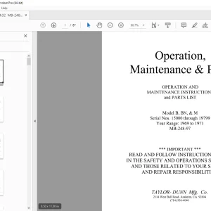 Taylor-Dunn B,BN,M Operation & Maintenance Instructions With Parts Manual PDF